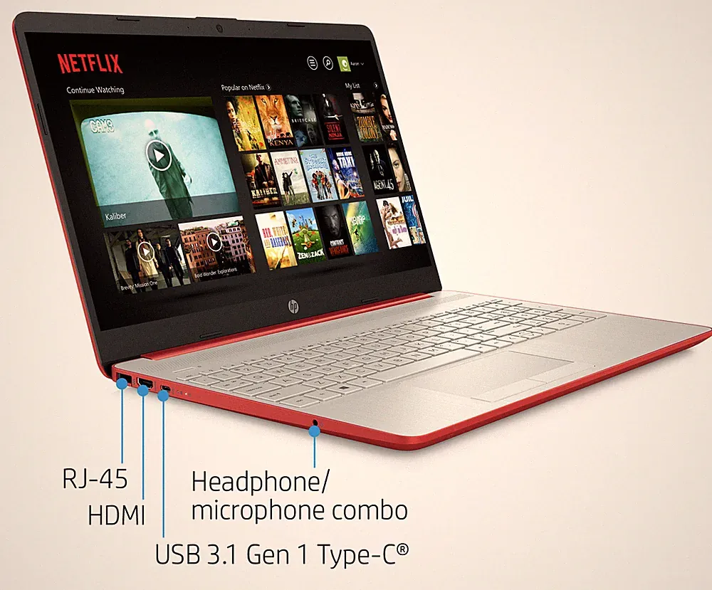 HP 15.6" Laptop Intel Pentium Silver N5030 Up to 8GB RAM &1TB SSD Scarlet Red