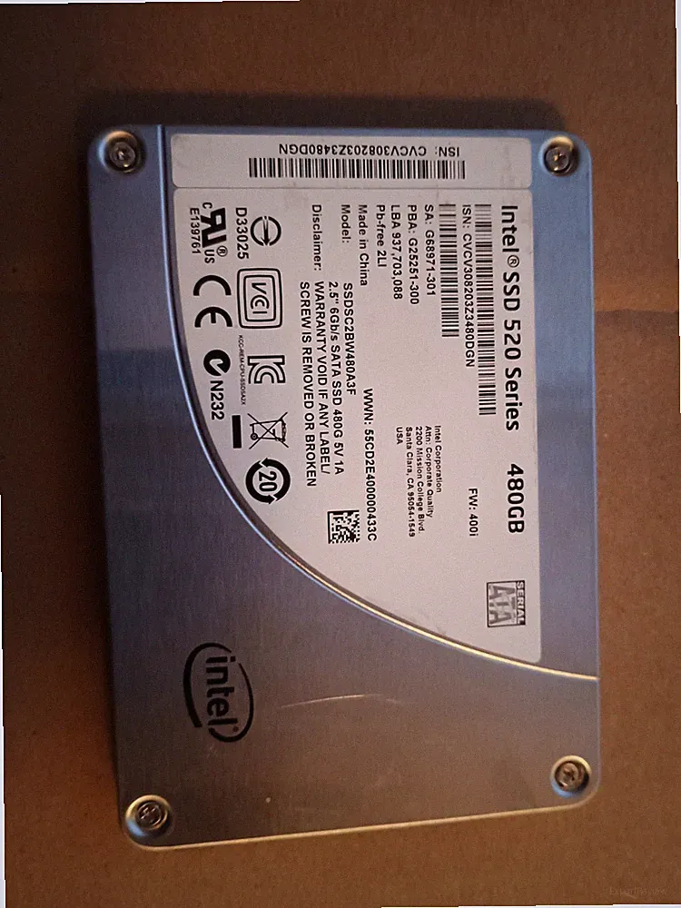 Intel 480 Gig SSD Internal Hard Drive
