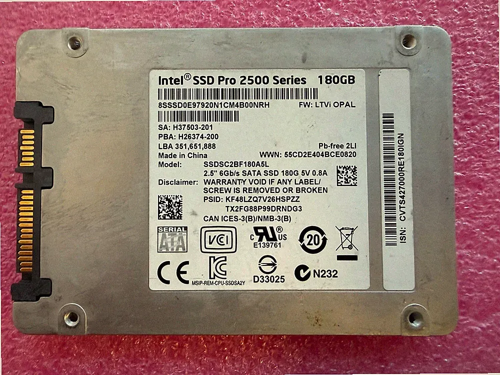 Intel SSD Pro 2500 Series 180GB 2.5" SATA 6Gb/s SSDSC2BF180A5L 00JT001