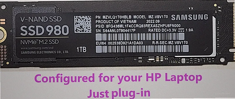 NEW HP Pavilion ProBook NVMe M.2 SSD Drive 1TB Samsung SSD 980 Various HP Models